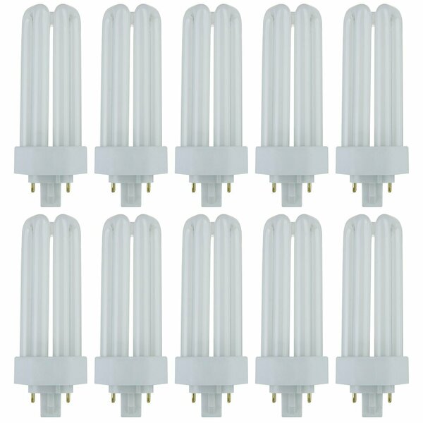 Sunlite PLT26/E/SP35K 3500K Fluorescent 26W PLD Triple U-Shaped Twin Tube CFL Bulbs w/4-Pin GX24Q-3, 10PK 40578-SU